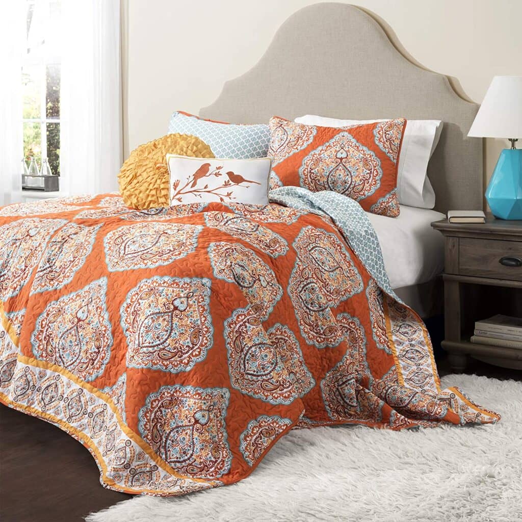 Lush Décor Harley Quilt Damask Pattern Reversible 5 Piece Bedding Set