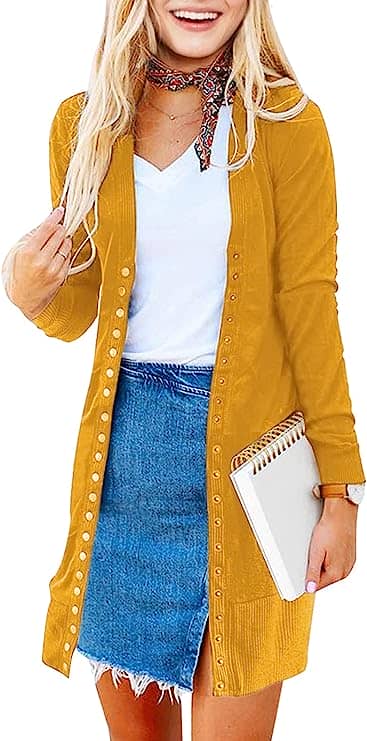 MEROKEETY Women's Snap Button Down Neckline Cardigans