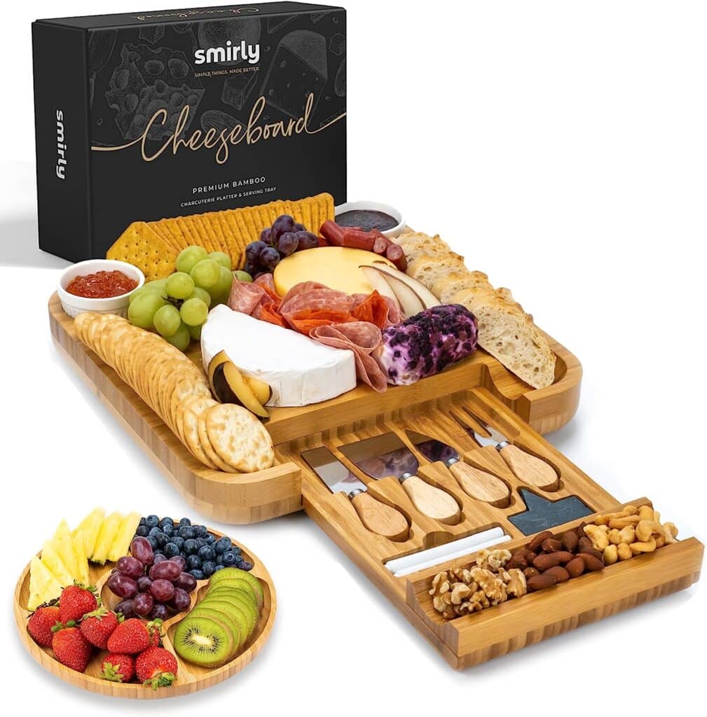SMIRLY Bamboo Cheese Board And Knife Set