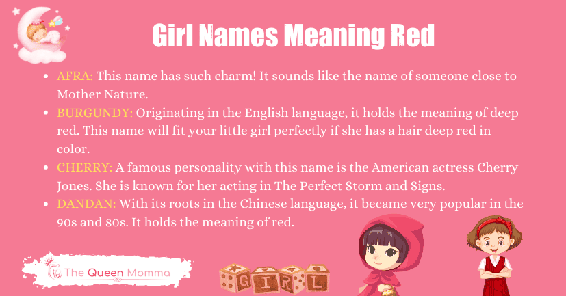 Girl Names Meaning Red
